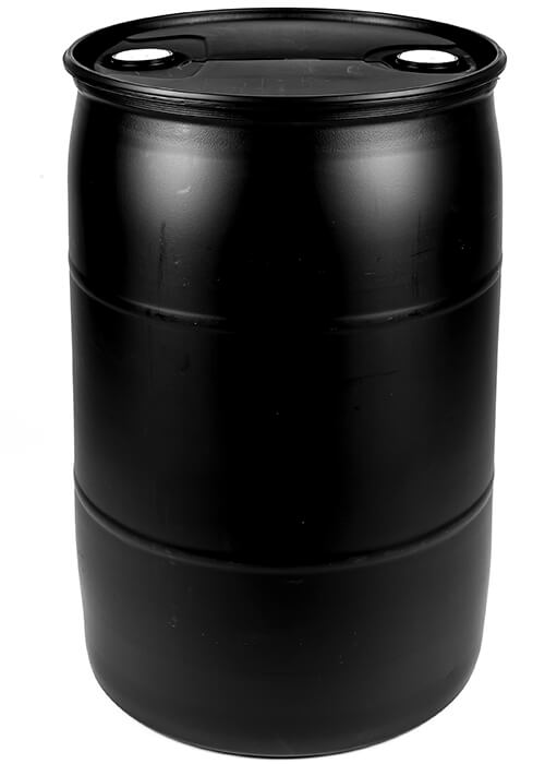 55-Gallon Plastic Barrel - Black UV-Resistant
